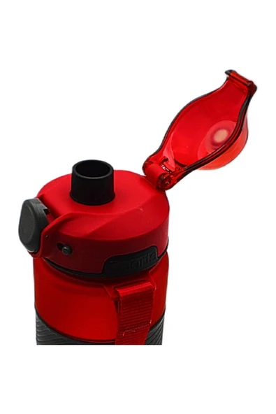 Noki Su Matarası Tritan Auto Kapak Soft Touch Silikon Bantlı Askılı 750 Ml Kırmızı - Resim 2