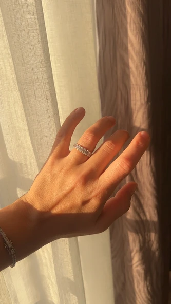 925 ayar taşlı gümüş yüzük no 10 - Resim 5