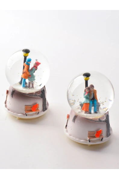 Tohana Romantik Aşk Orta Boy Işıklı Müzikli Sevgili Kar Küresi - Resim 4