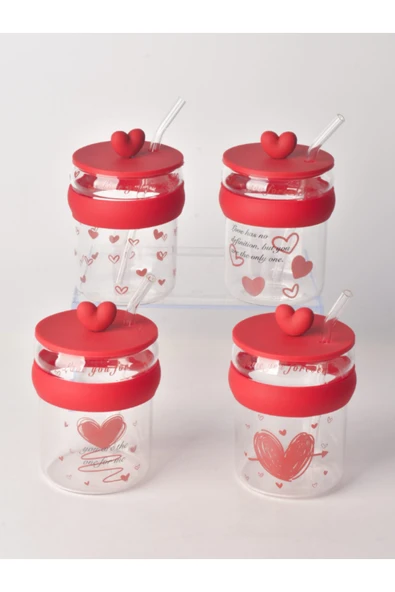 Tohana Kalpli Cam Pipetli Kupa Bardak Sevgililer Günü Hediyesi - Resim 2