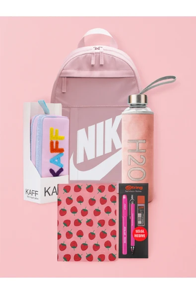 Dörtel Tedarik Okul Kırtasiye Seti Sırt Çantası, Uçlu Kalem Set, Zamansız Ajanda Defter, Kalem Kutu, H2O Cam Matara ürün görseli 1