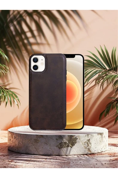 DEERDERİ Juno Iphone 11 Hakiki Deri Koruyucu Kılıf Koyu Kahverengi ürün görseli 1