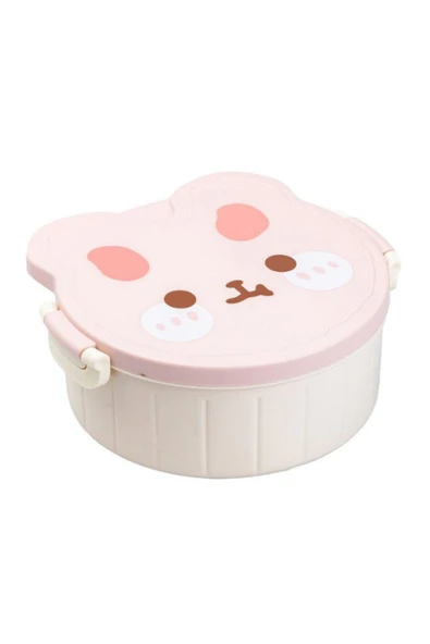 Dörtel Tedarik Teddy Bear Çocuklar için çatal ve kaşıklı üç bölmeli plastik beslenme kutusu ürün görseli 1