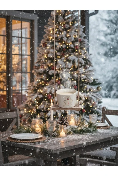 Dörtel Tedarik Handmade Yılbaşı Temalı Çok Desenli Porselen Kupa - Resim 4