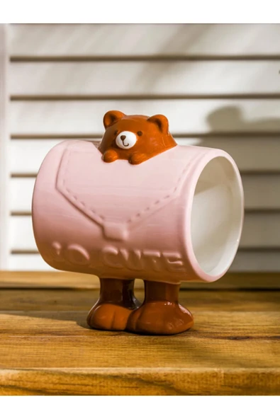 Tohana 3D Ayı Figürlü Seramik Kupa 438 ML ürün görseli 1