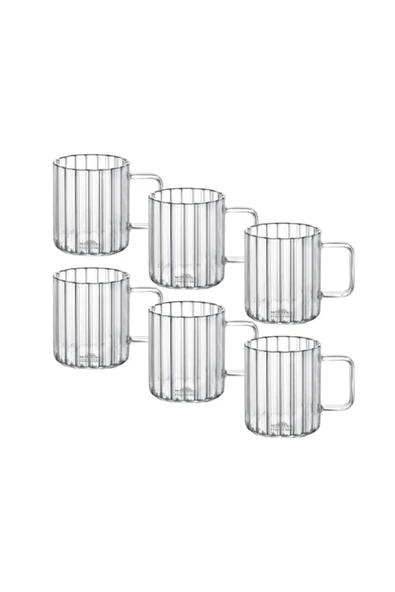 Cambu Line Double Espresso Fincanı Kulplu Borosilikat 4'lü Cam Fincan Seti 150 ML - Resim 4