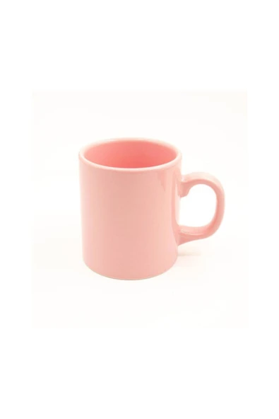 Dörtel Tedarik Toz Pembe Desensiz Porselen Kupa - Resim 2