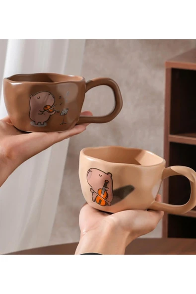 Bam Capybara Moments Temalı Seramik Kupa - Resim 5