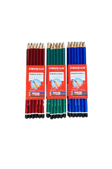 Pensan HB Köşeli Mercanlı Kurşun Kalem 1 Adet - Resim 3