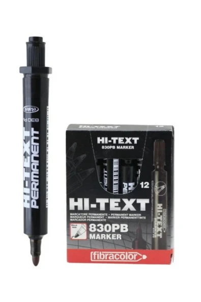 Hi-Text Markör Permanent Yuvarlak Uçlu Siyah 830Pb 12'Li ürün görseli 1