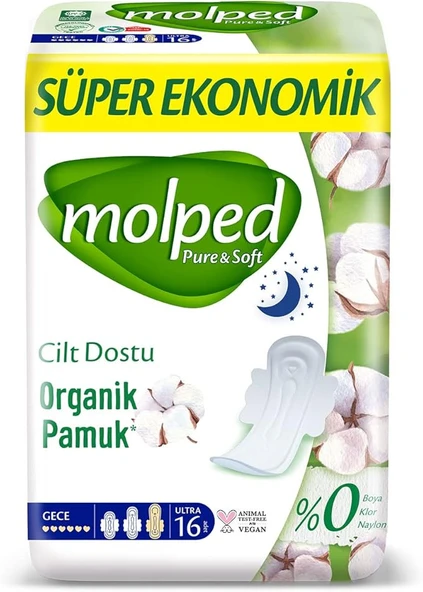 Molped Pure & Soft Gece 16'lı Hijyenik Ped ürün görseli 1