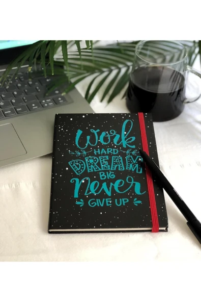 Dörtel Tedarik Dream Big Mottolu Sert Karton Kapaklı Çizgisiz Defter Zamansız Ajanda - Resim 3