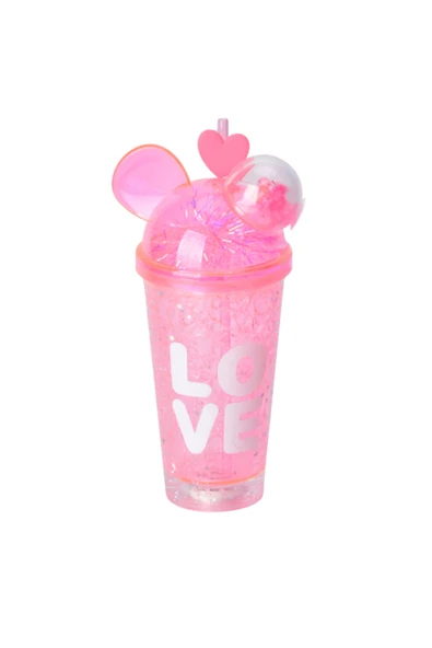 Tohana Tritan Çift Çidarlı Pipetli Kalpli Işıklı Bardak 450 ML - Resim 2