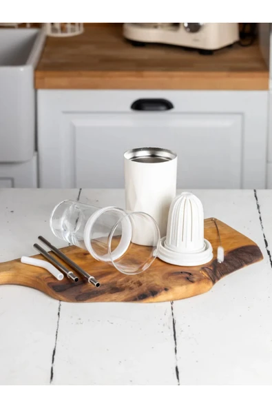 Tohana H2o 5'i 1 Yerde Çelik Pipetli Cam Detox Kupa Temizleyici Hediyeli 650 ML - Resim 2