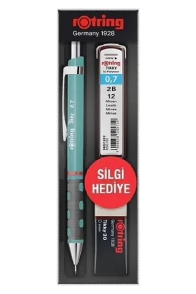 Rotring Tikky Versatil Deniz Mavi Uçlu Kalem 3 Lü Okul Seti Silgi Hediye ürün görseli 1