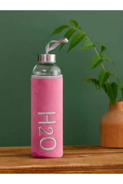 Dörtel Tedarik H2O Kadife Kılıflı Cam Matara 600 ML - Renk Seçenekli - Resim 2