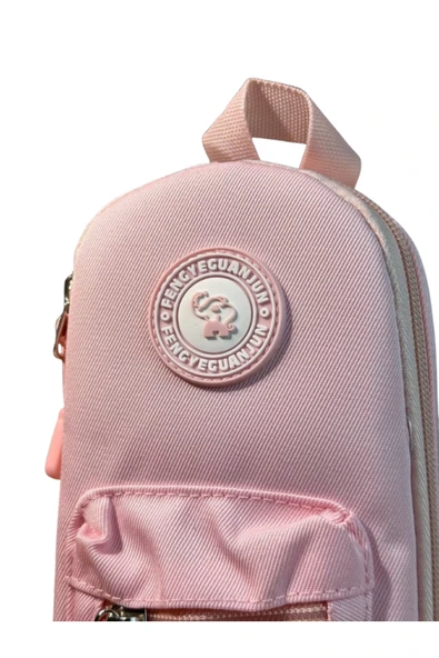 Dörtel Tedarik Elephant 2 Fermuarlı Kumaş Kalem Kutu Pembe Kalem Çantası - Resim 4