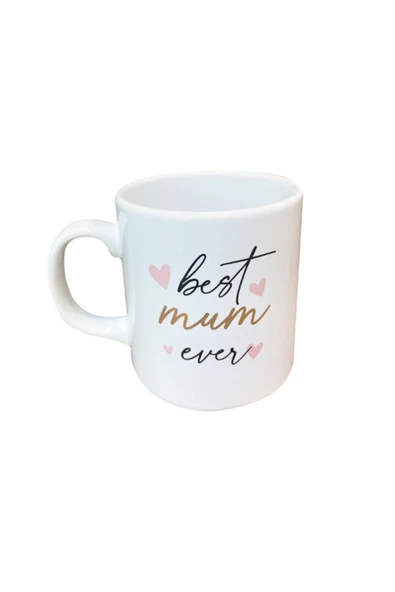Dörtel Tedarik “Best mum Ever” Mottolu Yaldız Baskılı Porselen Kupa ürün görseli 1