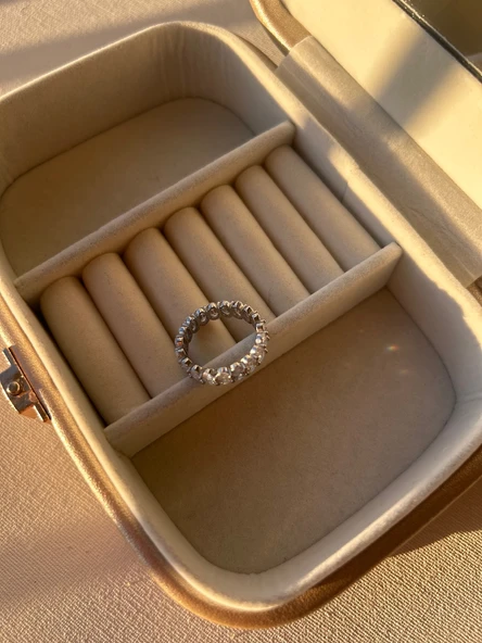 925 ayar taşlı gümüş yüzük no 10 - Resim 7