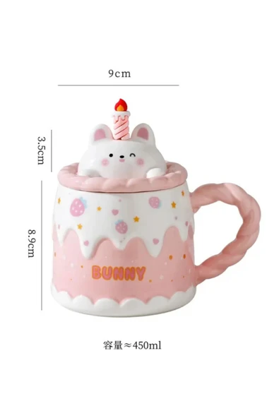 Bam Pasta Kedi Temalı Seramik Kupa - Resim 3