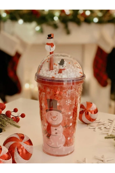 Tohana Happy New Year Yılbaşı Hediyei Pipetli Polikarbon Bardak 450 ML ürün görseli 1