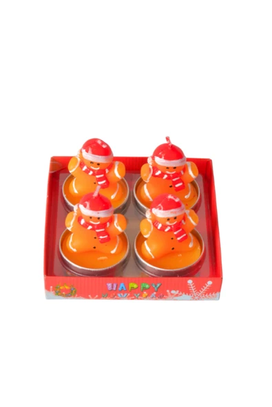 Tohana Dörtlü Kurabiye Adam T-Light Mum Yılbaşı Mumu Dekoratif Mum - Resim 5