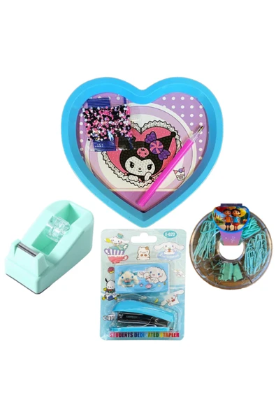 Dörtel Tedarik Kuromi Temalı Mozaik Boyama Seti, Bant Kesme Makinesi, Ataş Seti, Zımba Seti Mavi ürün görseli 1