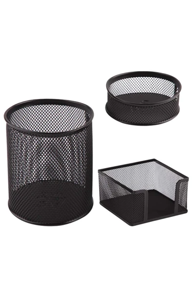 Ark 3A Masa Seti Metal Perforeli 3 Lü Siyah 1175 - Resim 2