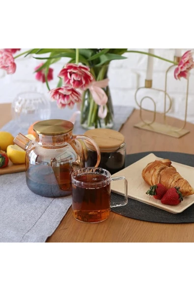 Cambu Line Double Espresso Fincanı Kulplu Borosilikat 4'lü Cam Fincan Seti 150 ML - Resim 2