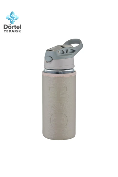 Tohana H2o Deri Kılıflı Pipetli Cam Matara 500 ML - Resim 4