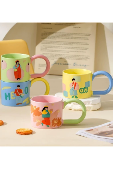 Dörtel Tedarik Kız ve Erkek Modelli Büyük Saplı Seramik Kupa 2001 - Resim 3