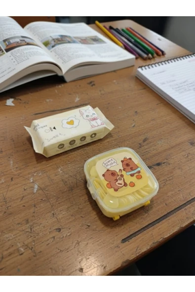 Dörtel Tedarik Capybara Bavul Tasarımlı Kokulu Kağıt Sabun ve Cep Boy Islak Mendil Hijyen Seti - Resim 5