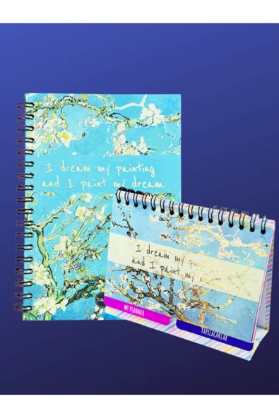 Dörtel Tedarik Van Gogh Badem Çiçeği V2 Tasarımlı Kırtasiye Seti Masaüstü Planlayıcı ve Konuşan Ajanda ürün görseli 1