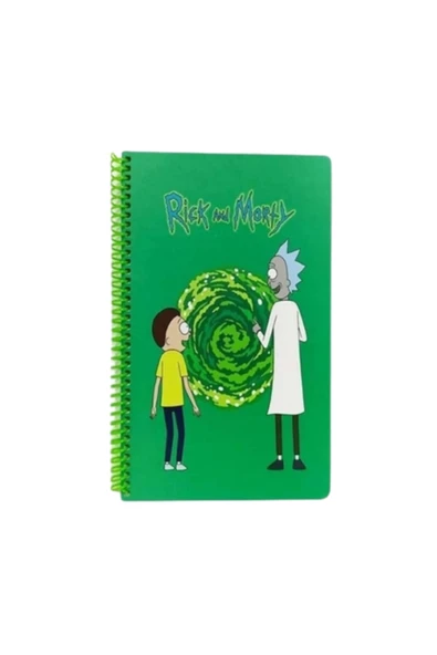 Dörtel Tedarik Spiralli Defter Rick And Morty Yeşil Çizgili Defter 80 YP 17x24 DFT-388524 ürün görseli 1