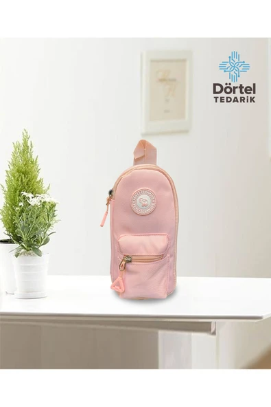 Dörtel Tedarik Elephant 2 Fermuarlı Kumaş Kalem Kutu Pembe Kalem Çantası ürün görseli 1