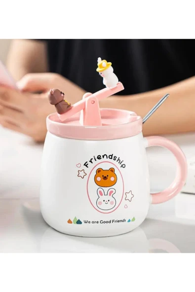 Dörtel Tedarik Sevimli Ayı Ve Tavşan Tahterevalli Seramik Kupa 1967 ürün görseli 1