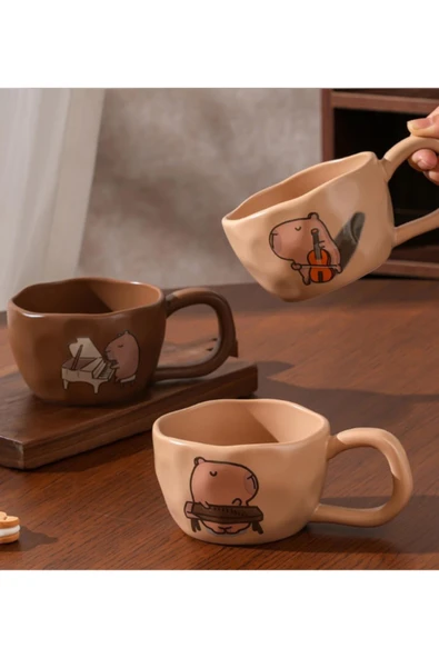 Bam Capybara Moments Temalı Seramik Kupa - Resim 4