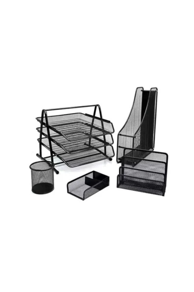 Ark Metal Ofis Seti 5 Li Evrak Rafı Küpnotluk Magazinlik Kalemlik Mektupluk ürün görseli 1