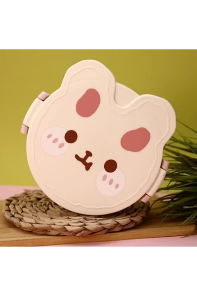 Dörtel Tedarik Teddy Bear Çocuklar için çatal ve kaşıklı üç bölmeli plastik beslenme kutusu - Resim 2