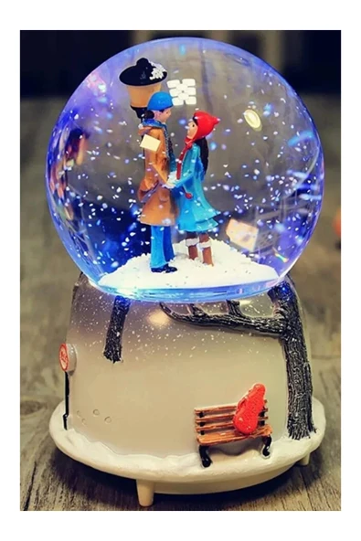Tohana Romantik Aşk Orta Boy Işıklı Müzikli Sevgili Kar Küresi - Resim 3