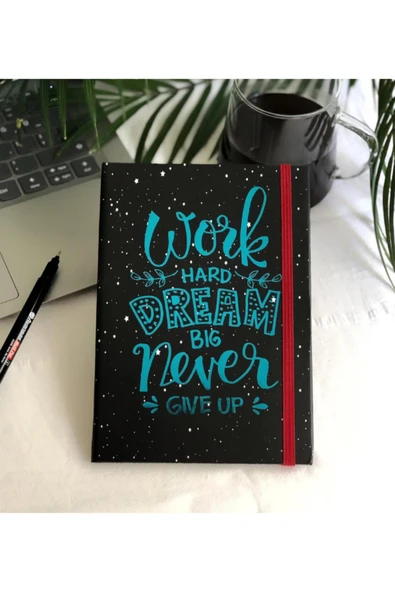 Dörtel Tedarik Dream Big Mottolu Sert Karton Kapaklı Çizgisiz Defter Zamansız Ajanda ürün görseli 1