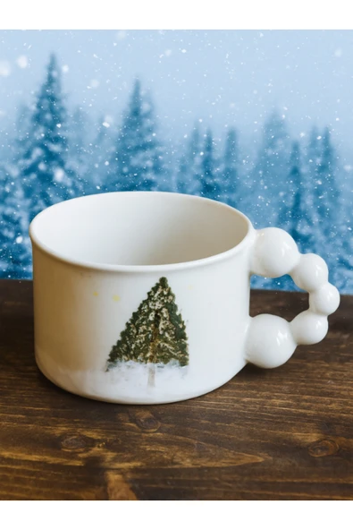 Dörtel Tedarik Handmade Yılbaşı Temalı Çok Desenli Porselen Kupa - Resim 3