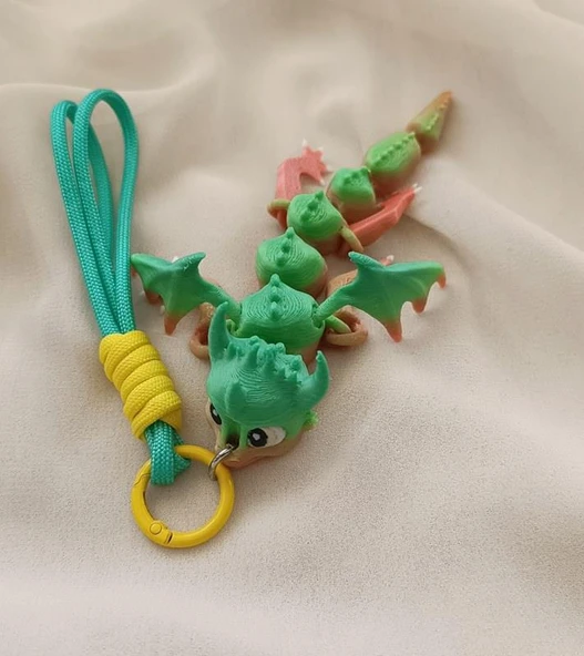Anahtarlık Çanta Süsü 3D Ejderha Oynar Eklem Oyuncak Yılbaşı Doğum Günü Hediye Sarı ürün görseli 1
