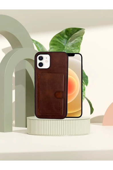 DEERDERİ İphone Hakiki Deri Dikişli Karlıklı Standlı Kılıf Iphone 11 ürün görseli 1