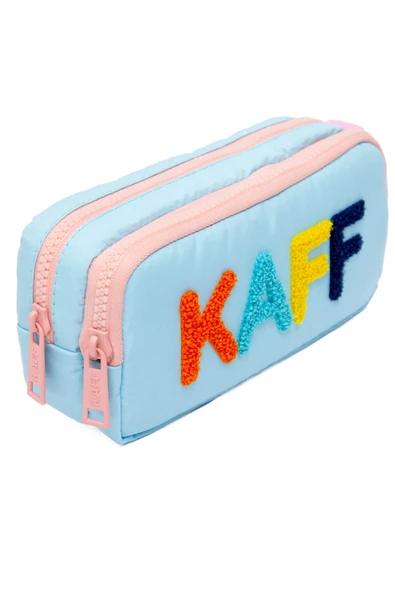 Dörtel Tedarik 01108 Mavi Renk Pembe Fermuar Su Geçirmez Kumaş Çift Bölmeli Kalemlik Kalem Kutusu - Resim 4