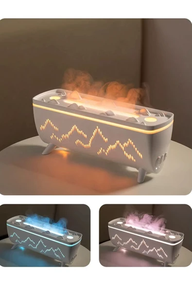 Leerfei V72 Ultrasonik Hava Nemlendirici - 280ml Alev Efektli Gece Lambası ve Oda Kokusu Difüzörü - Resim 3