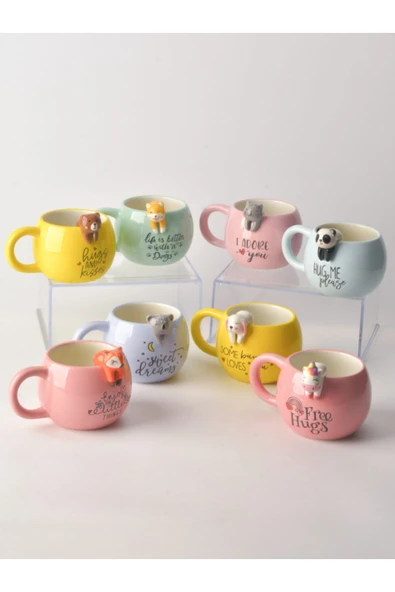 Tohana 3D Sarkan Sevimli Hayvan Figürlü Seramik Kupa - Resim 4