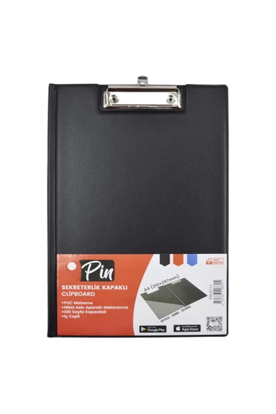 Pin A4 Plastik Kapaklı Sekreterlik Siyah (8715) ürün görseli 1