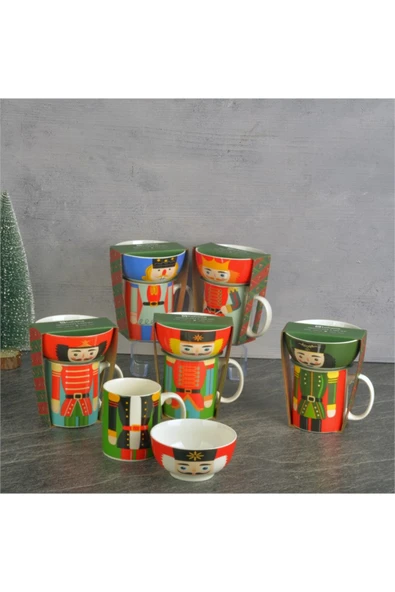 Tohana Kurşun Asker Figürlü Porselen Kupa Kase Seti - Resim 5