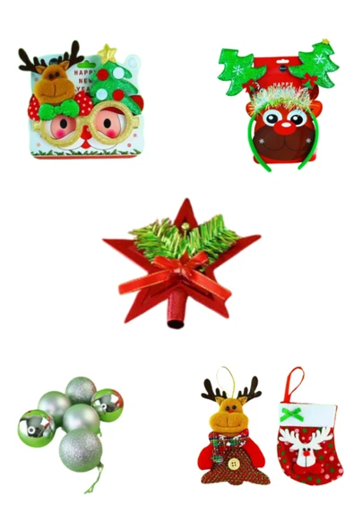 Bam Happy New Year Yılbaşı Süsü Seti Taç, Ağaç Süsü, Gözlük 11 Parça Yeni Yıl Süsü ürün görseli 1